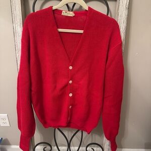 Parker of Vienna 1960s Red Alpaca Cardigan Sweater‎ Austria